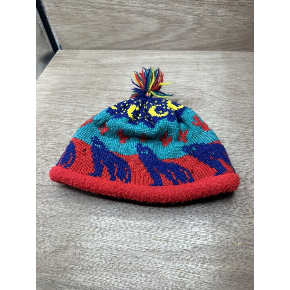 Turtle Fur Poppy Gal Floral Black and Pink Wool Acrylic Beanie Knit Kids